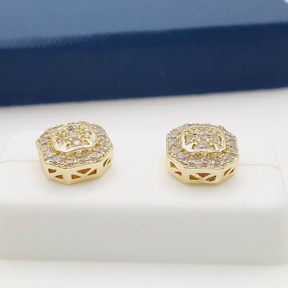 14K Gold Plated Cubic Zircon Earrings, INUS1BR319 - Picture 9 of 10